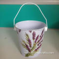 Iron flower buckets with wooden handle For Decoration
